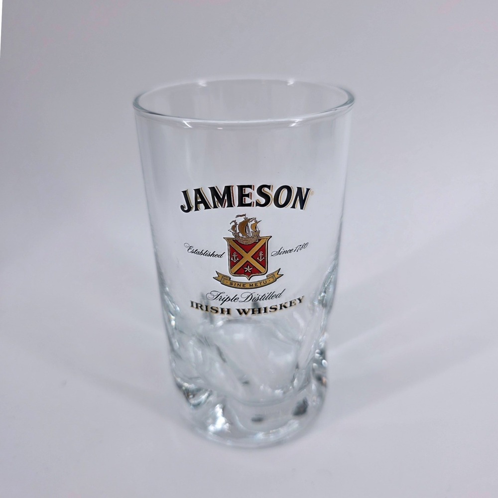 Jameson Irish Whiskey Longdrink Tumbler Glass Clear Dimpled Base Barware